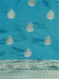 Leeza Store Silk Blend Zari Ethnic Motifs Floral Pattern Border Banarasi Saree With Blouse Piece - Teal