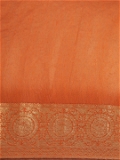 Leeza Store Women's Cotton Silk Golden Zari Border Jacquard Woven Plain Solid Saree with Unstitched Blouse Piece - Orange