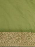 Leeza Store Women's Cotton Silk Golden Zari Border Jacquard Woven Plain Solid Saree with Unstitched Blouse Piece - Olive Green