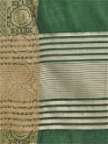 Leeza Store Women's Cotton Silk Golden Zari Border Jacquard Woven Plain Solid Saree with Unstitched Blouse Piece - Dark Green