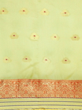 Leeza Store Women's Green Jacquard Cotton Blend Golden Zari Butta Butti Woven Maheshwari Saree With Blouse Piece - Green