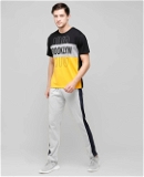 Men's Blended Colour Blocked Slim Fit Half Sleeves TShirt - Yellow - M, Yellow
