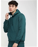 Men's Solid Vneck Hooded Regular Fit Sweatshirt - M