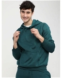 Men's Solid Vneck Hooded Regular Fit Sweatshirt - M
