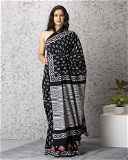 Pure Mulmul Block Printed Saree With Blouse