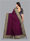 Applique Assam Silk Art Silk Saree  (Multicolor)