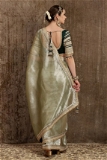Gold Metallic Tissue Woven Shimmer Saree With Raw Silk Blouse