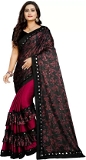 Floral Print Bollywood Lycra Blend Saree  (Maroon, Black)