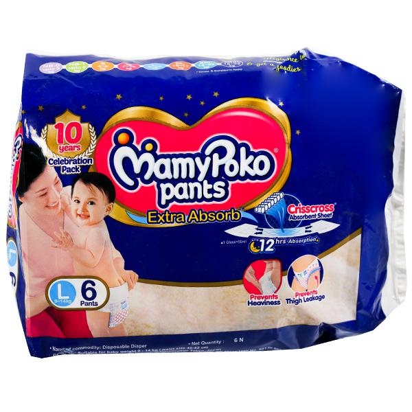 MamyPoko Pants Extra Absorb - 6 pants, L (9-14kg)