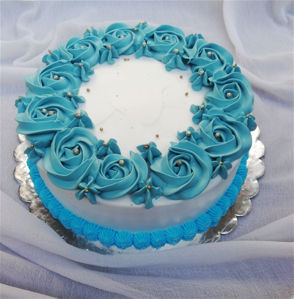 Floral Blue Velvet Cake - 2 Pound