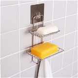 1763 KITCHEN BATHROOM SOAPS STORAGE RACK WITH 2 HOOK FOR HOME