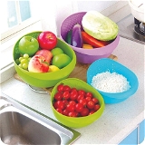 0108 KITCHEN PLASTIC BIG RICE BOWL STRAINER PERFECT SIZE FOR STORING AND STRAINING