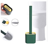1410 SILICONE TOILET BRUSH WITH HOLDER STAND FOR BATHROOM CLEANING