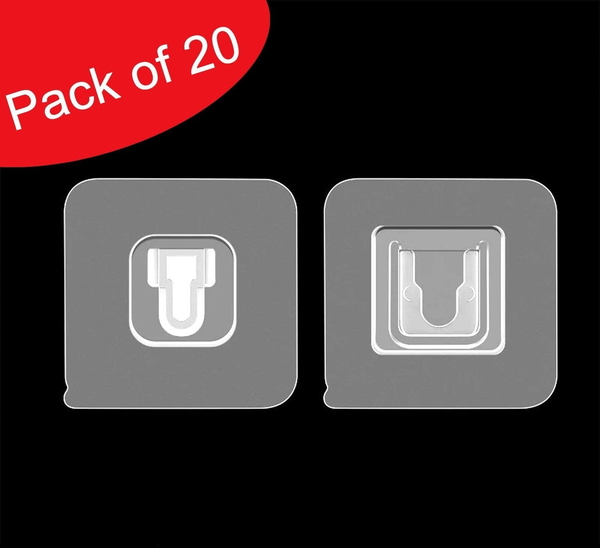1742 MAGIC ADHESIVE PLASTIC WALL HOOKS HEAVY DUTY HOOKS (PACK OF 20)