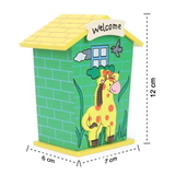 1663 CUTE CARTOON HOUSE SHAPED LOVELY WOODEN PIGGY BANK MONEY BANK
