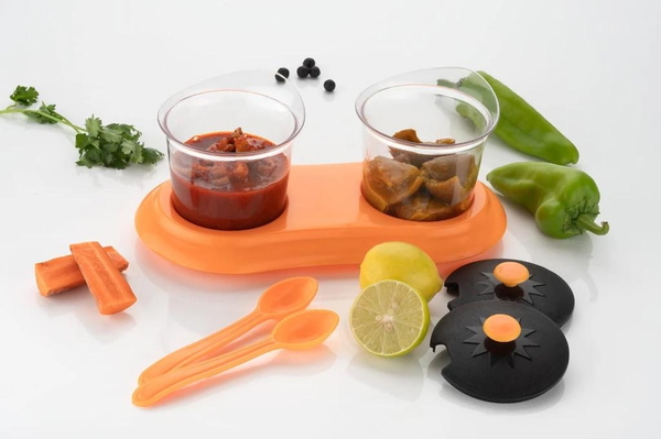 0608 MULTIPURPOSE DINING SET JAR AND TRAY HOLDER, CHUTNEYS/PICKLES/SPICES JAR - 2PC