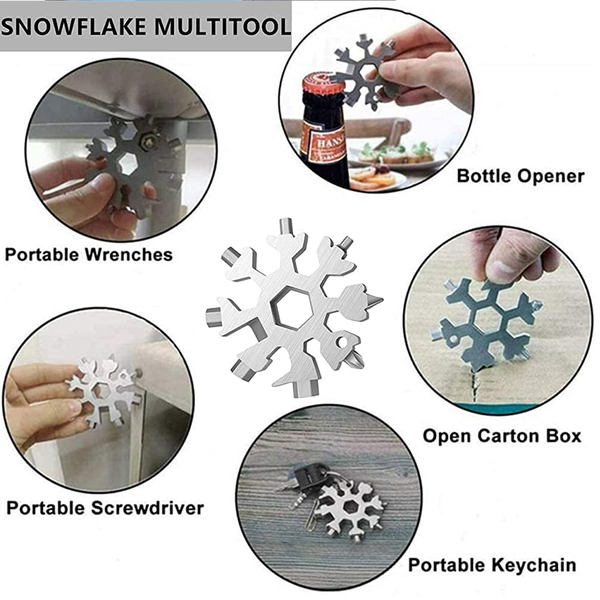 1787 SNOWFLAKE MULTI-TOOL STAINLESS STEEL SNOWFLAKE BOTTLE OPENER