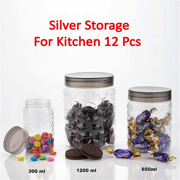 1754 ZIG ZAG SILVER STORAGE CONTAINER GIFT SET FOR KITCHEN 12 PCS