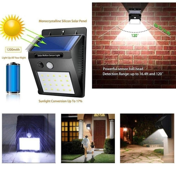 0213 SOLAR SECURITY LED NIGHT LIGHT FOR HOME OUTDOOR/GARDEN WALL (BLACK) (20-LED LIGHTS)
