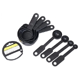 0106 PLASTIC MEASURING CUPS AND SPOONS (8 PCS, BLACK) With Out Box