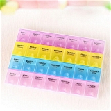 0383 PILL CASE- 4 ROW 28 SQUARES WEEKLY 7 DAYS TABLET BOX HOLDER