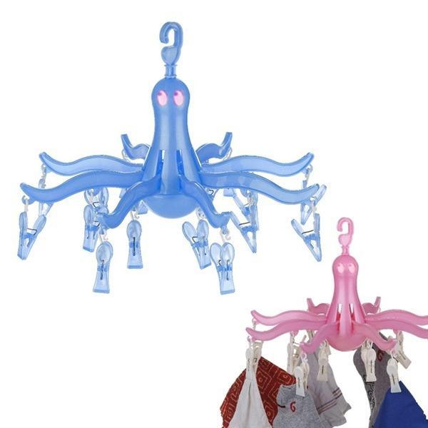 0336 SMALL OCTOPUS FOLDING HANGING DRYER ROUND FOLDING WITH 16 PEGS (MULTICOLOR)
