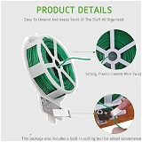 0873 PLASTIC TWIST TIE WIRE SPOOL WITH CUTTER FOR GARDEN YARD PLANT 50M (GREEN)