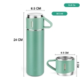 2834 STAINLESS STEEL VACUUM FLASK SET WITH 3 STEEL CUPS 