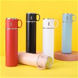 2834 STAINLESS STEEL VACUUM FLASK SET WITH 3 STEEL CUPS 