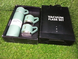 2834 STAINLESS STEEL VACUUM FLASK SET WITH 3 STEEL CUPS 