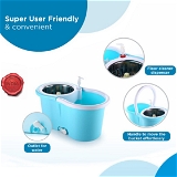 8704 STEEL SPINNER BUCKET MOP 360 DEGREE SELF SPIN WRINGING WITH 2 ABSORBERS FOR HOME AND OFFICE FLOOR CLEANING MOPS SET