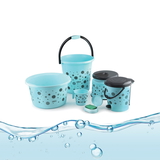 8711 PLASTIC BATHROOM ACCESSORIES SET 6 PCS BATH SET BATHROOM BUCKET WITH DUSTBIN MUG, STOOL, SOAP CASE,TUB