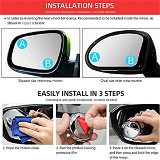 6205 360DEGREE BLIND SPOT ROUND WIDE ANGLE ADJUSTABLE CONVEX REAR VIEW MIRROR - PACK OF 2