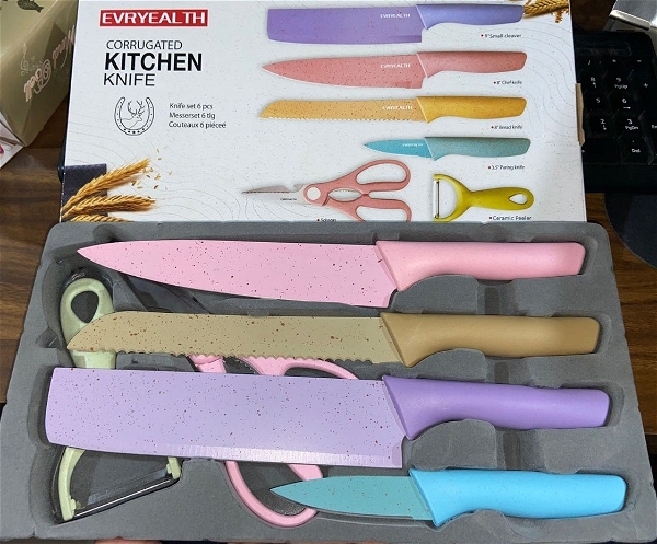 2948 CORRUGATED 6PC KITCHEN KNIFE SET PROFESSIONAL BOX KNIFE SET 6 PIECE FORGED KITCHEN KNIVES WITH BOX.