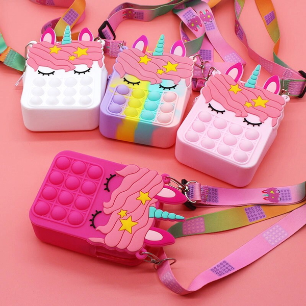 Unicorn Shoulder Bag Push & Pop It Bubble Sensory Fidget Toy