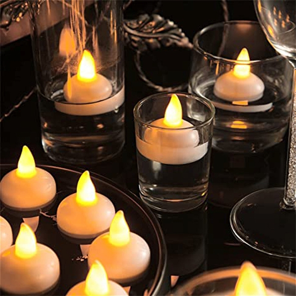 6433 SET OF 8PCS WITH TRANSPARENT BOX. FLAMELESS FLOATING CANDLES BATTERY OPERATED TEA LIGHTS TEALIGHT CANDLE - DECORATIVE, WEDDING.