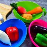 2068 PLASTIC RICE BOWL/FOOD STRAINER THICK DRAIN BASKET WITH HANDLE FOR RICE, VEGETABLE & FRUIT (SET OF 3PCS)