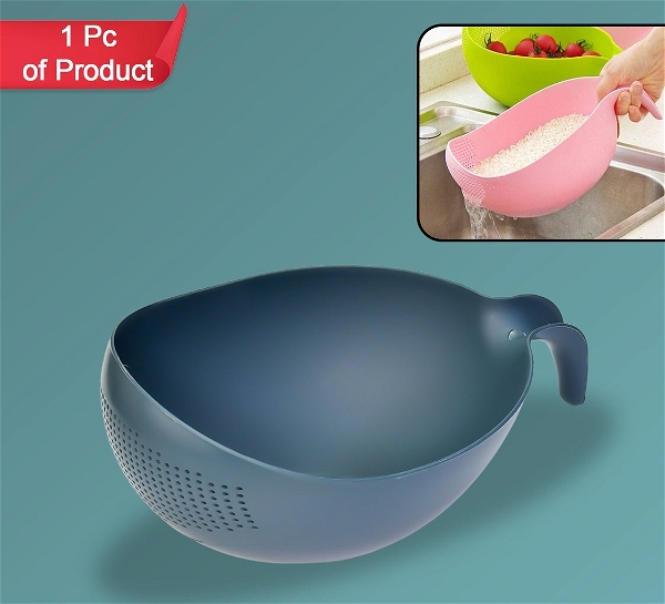 2014 PLASTIC RICE BOWL/FOOD STRAINER THICK DRAIN BASKET WITH HANDLE FOR RICE, VEGETABLE & FRUIT. (1PC) 