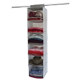 6741 NON-WOVEN FABRIC CLOTH 6 SELVES HANGING STORAGE WARDROBE ORGANIZER WITH PVC ZIPPERED CLOSURE 6 LAYERS CHAIN CLOTH