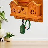 9125 6 HOOKS HOUSE DESIGN WOODEN KEYS STAND FOR ENTRYWAY, KITCHEN, OFFICE - 99