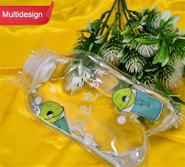 6541 TRANSPARENT MULTI DESIGN SMALL HOT WATER BAG WITH COVER FOR PAIN RELIEF, NECK, SHOULDER PAIN AND HAND, FEET WARMER, MENSTRUAL CRAMPS.
