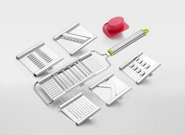 2142 6 IN 1 STAINLESS STEEL KITCHEN CHIPS CHOPPER CUTTER SLICER AND GRATER WITH HANDLE(Premium  Quality)