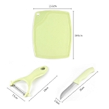 5207 PLASTIC KITCHEN PEELER - GREEN & CLASSIC STAINLESS STEEL 3-PIECE KNIFE SET COMBO