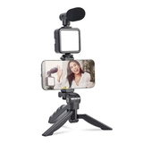 6054 VLOGGING KIT FOR VIDEO MAKING WITH MIC MINI TRIPOD STAND, LED LIGHT & PHONE HOLDER CLIP FOR MAKING VIDEOS