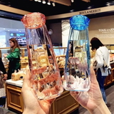 5213 GLASS FRIDGE WATER BOTTLE PLASTIC CAP WITH TWO WATER GLASS FOR HOME & KITCHEN USE