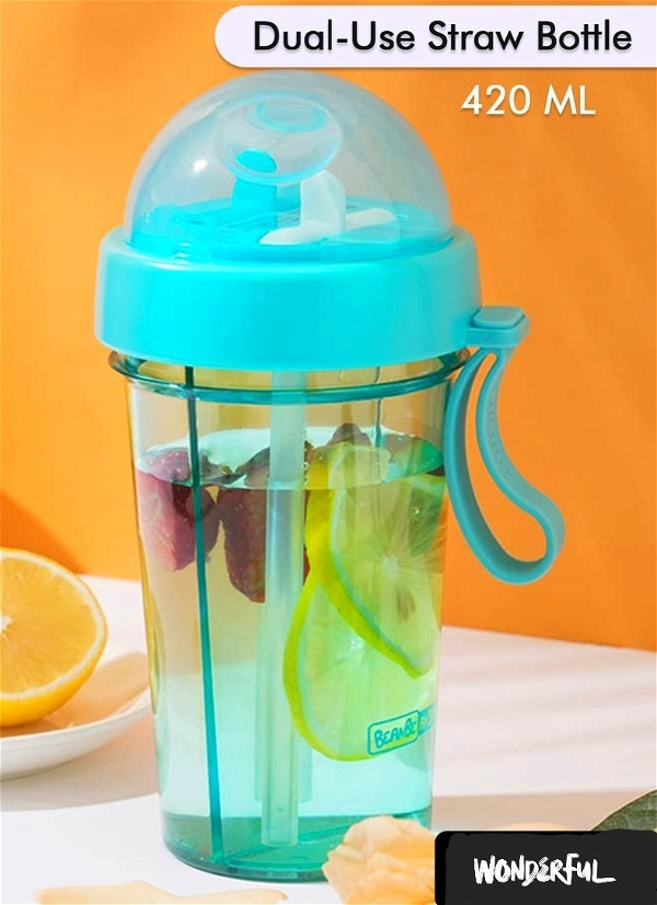 7125 DUAL USE WATER BOTTLE TWO-LAYER WATER BOTTLE FOR SHAKER