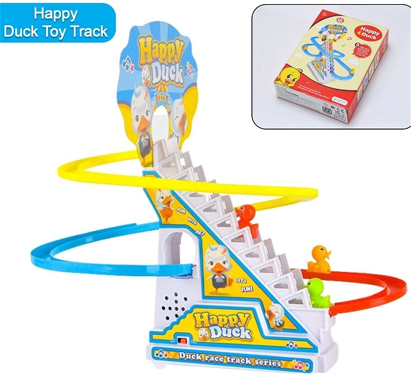 4480 DUCKS CLIMB STAIRS TOY ROLLER COASTER, FUN DUCK STAIR CLIMBING TOY WITH FLASHING LIGHTS MUSIC AND 3 DUCKS