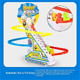 4480 DUCKS CLIMB STAIRS TOY ROLLER COASTER, FUN DUCK STAIR CLIMBING TOY WITH FLASHING LIGHTS MUSIC AND 3 DUCKS