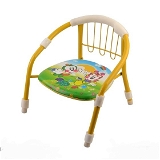 1257 MULTICOLOR CARTOON DESIGN BABY CHAIR WITH METAL BACKREST FRAME & SOUND SEATED SOFT CUSHION FOR KIDS & TODDLERS 