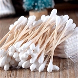 6016 COTTON SWABS BAMBOO WITH WOODEN HANDLES FOR MAKEUP CLEAN CARE EAR CLEANING (PACK OF 20)